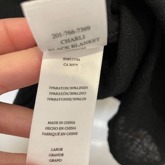 Rails Charli Shirt in Black Blanket Stitch Embroidered Linen Blend Western L - Picture 6 of 8